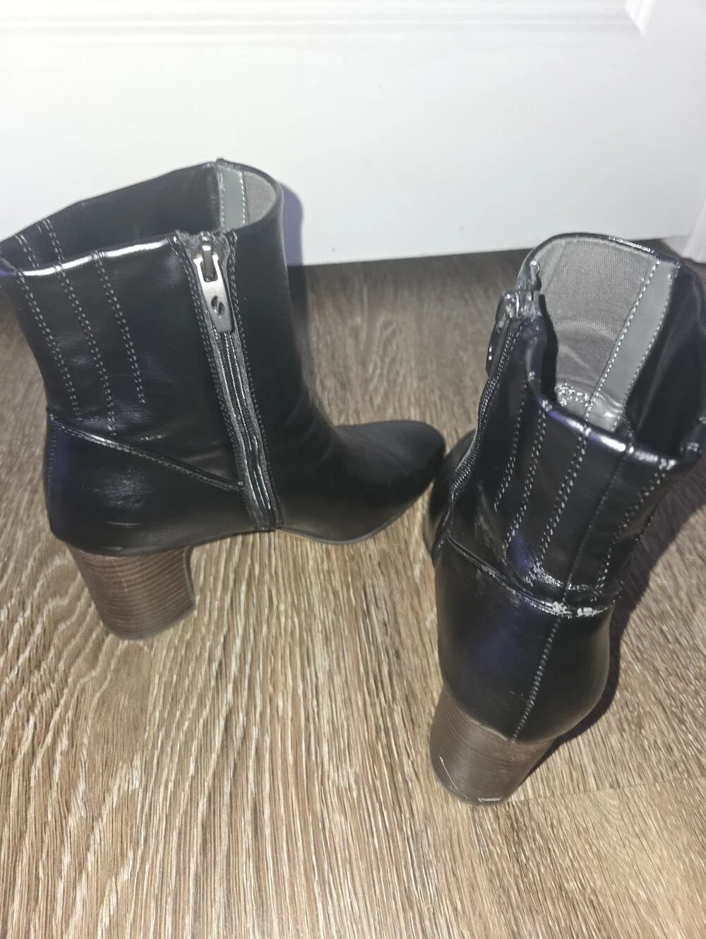 Franco Sarto Ponte Women's Black Zip Heel Boots Booties Size 9